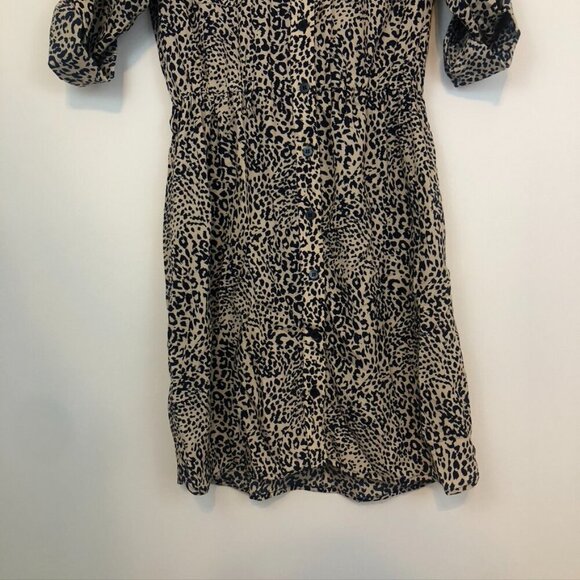 COLLECTIVE CONCEPTS Cream Beige Navy Blue Cheetah Leopard Animal Shirt Dress XS - Picture 4 of 10